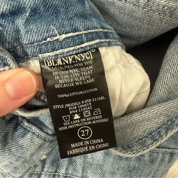 NWT💎 Blank NYC Dip Dye Bleached Distressed Cotton Overall Shorts size 27 - Picture 9 of 9